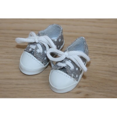 Chaussures de sport grises à pois blancs 