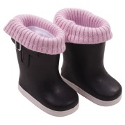 Bottes de pluie noires et roses