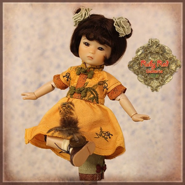Ensemble Robe Orange et Pantalon pour Poupée InMotion Girls
