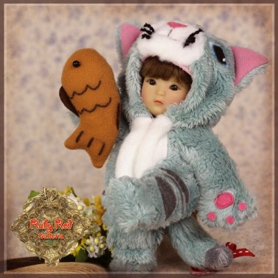 Ensemble Costume Chat gris bleu pour Yu Ping