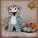Ensemble Costume Chat gris bleu pour Yu Ping