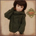 Pull kaki à capuchon pour poupée Rubyred 30 Cm