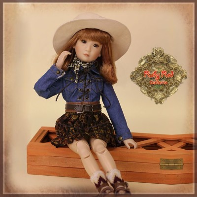 Ensemble Blouse denim et Jupe pour poupée Rubyred 30 Cm