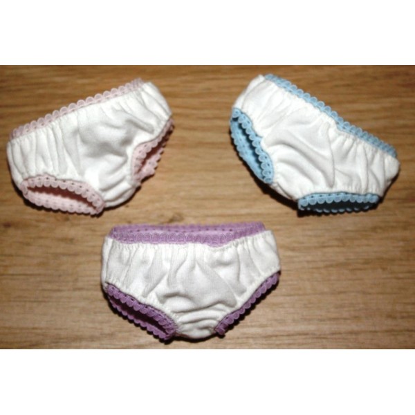Set de 3 culottes en coton pour poupées Mini Maru