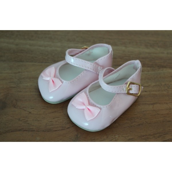 Ballerines roses à noeud vernies