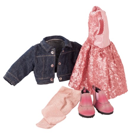 Ensemble Robe Strass et Veste Jeans pour Poupée 45-50 Cm - Gotz