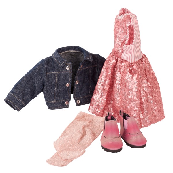 Ensemble Robe Strass et Veste Jeans pour Poupée 45-50 Cm - Gotz