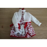 Ensemble Robe à coeurs et Gilet pour Poupée 45-50 Cm