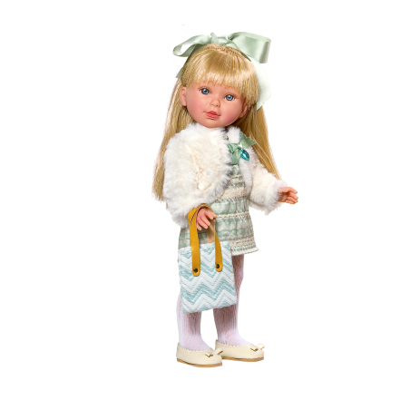 Paulina Blonde Robe verte et veste fourrure - Vestida de Azul Paulina Blonde Robe verte et veste fourrure - Vestida de Azul