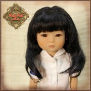 Perruque longue noire avec tresses pour poupée Ten Ping 8 inch - Rubyred
