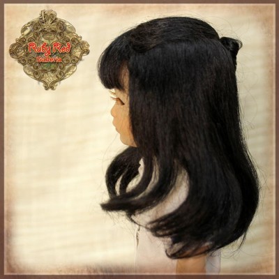 Perruque longue noire avec tresses pour poupée Ten Ping 8 inch - Rubyred