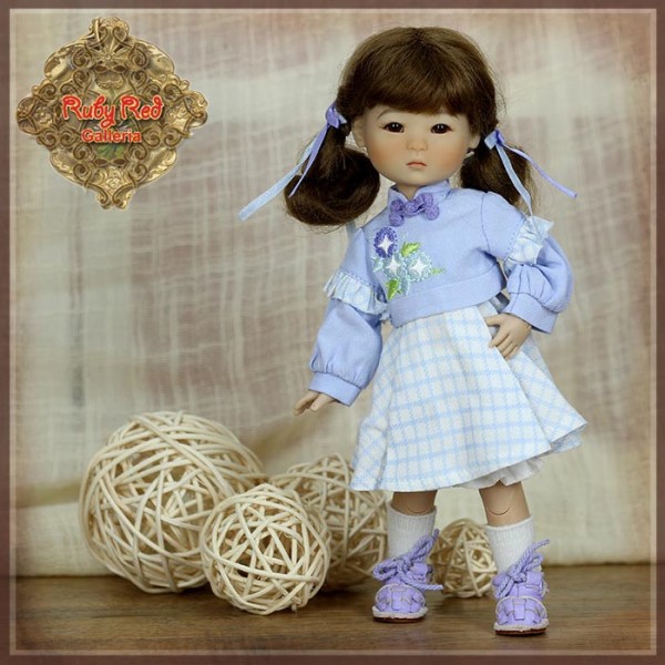 Ensemble Robe et Veste bleu clair pour Ten Ping InMotion Girls - Ruby Red