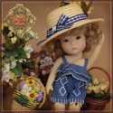 Ensemble Salopette bleue et chapeau pour Yu Ping - Ruby Red
