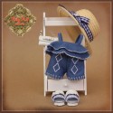 Ensemble Salopette bleue et chapeau pour Yu Ping - Ruby Red