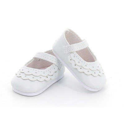 Ballerines blanches dentelle à bride pour Poupée Minouche - Petit Collin