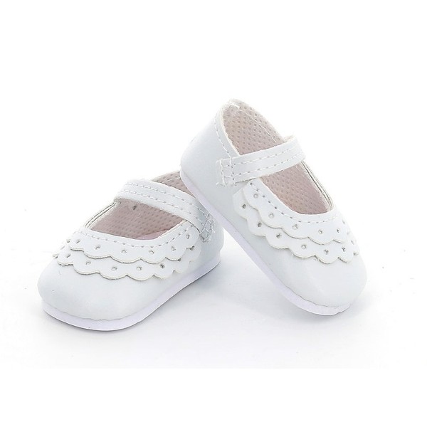 Ballerines blanches dentelle à bride pour Poupée Minouche - Petit Collin