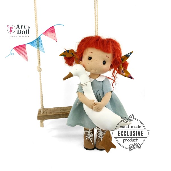 Poupée Joséphine et son Oie en Coton Bio 38 cm - Art 'n Doll