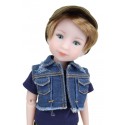 Silver duo denim for Siblies Doll - Ruby Red