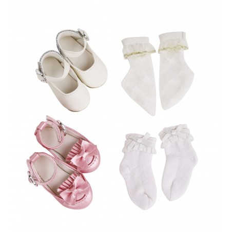Set 2 paires de Chaussures blanches et roses Goody Two pour Siblies Ruby Red