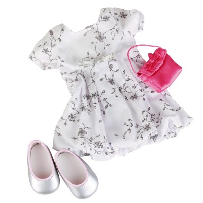 Set Robe Rose et Sac blanc pour Poupée 42-50 Cm 