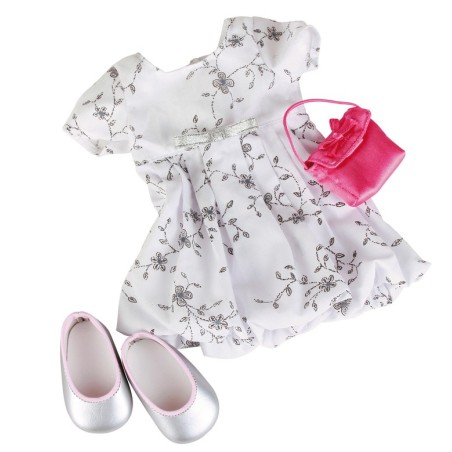 Set Robe Rose et Sac blanc pour Poupée 42-50 Cm 