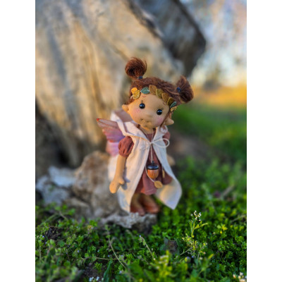 Small Articulated Doll Talisman Oak Fairy Organic Cotton - Art and