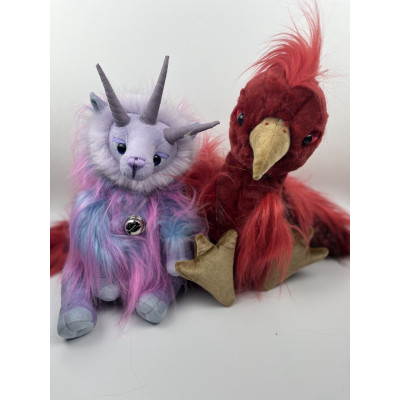 Duo Phoenix Firebird et Licorne Tricorn - Charlie Bears Peluche