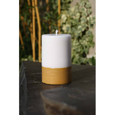 Two-tone natural unscented pillar candle - Atelier Bougies