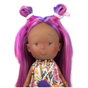 Poupée Pippa Nines d'Onil, cheveux longs rose et violet, sac cœur mauve