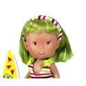 Poupée Pippa Nines d'Onil aux cheveux verts avec frange et bandeau rayé multicolore