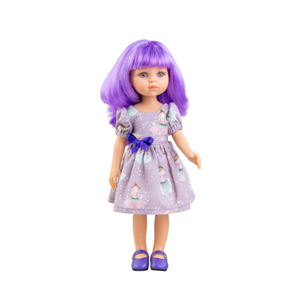 Poupée à jouer Kechu Las Amigas Funky Paola Reina - Cheveux violets et robe mauve
