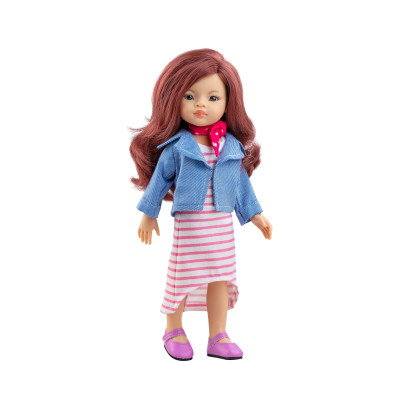 Poupée Las Amigas Funky Roxana Paola Reina - Cheveux roux et longue robe lignée