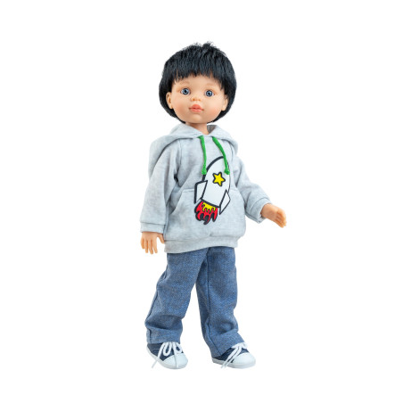 Poupée garçon Vicente Las Amigas Paola Reina - Cheveux noirs et tenue Sweat-shirt
