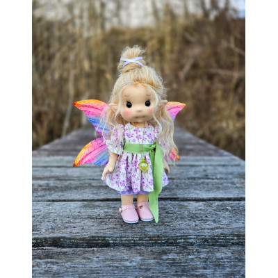Small Articulated Talisman Aurora Doll in Organic Cotton - Art and Doll