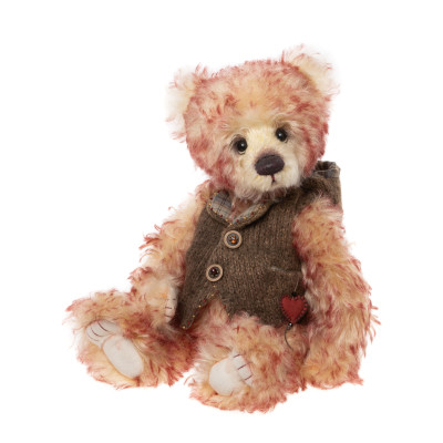 Ours Pippin, Isabelle Collection 37 cm, avec gilet boutonné, en mohair et alpaga, entièrement articulé.