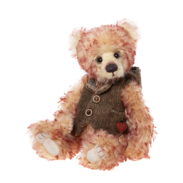 Ours Pippin, Isabelle Collection 37 cm, avec gilet boutonné, en mohair et alpaga, entièrement articulé.