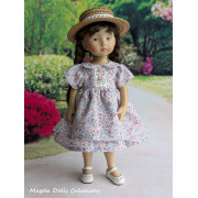 Tenue pour poupée Boneka, Robe fleurie et chapeau de paille