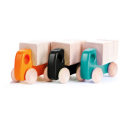 Orange truck with wooden...