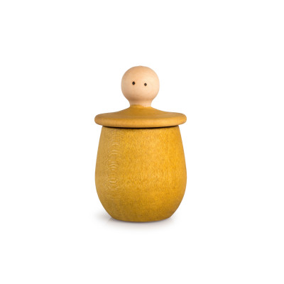 Yellow Little Things Grapat – Small pot and wooden spinning top