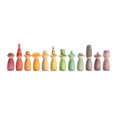 Set of 12 Fancy Nins - Grapat whimsical wooden figurines