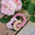 Pink heart-shaped silicone and wood teething toy - Summerville Organic