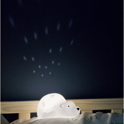 Veilleuse projecteur Ours Björn Flow Amsterdam rechargeable avec projection d'étoiles pour la chambre de bébé.