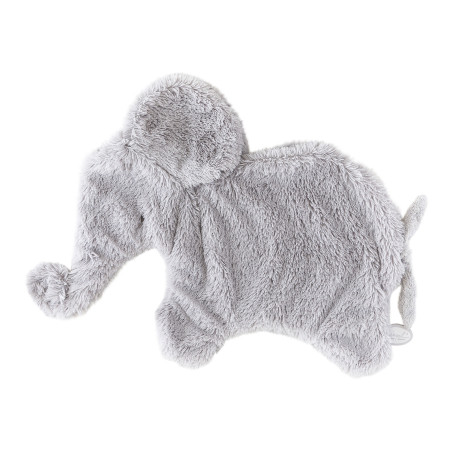 Doudou éléphant Oscar gris clair Dimpel avec attache-tétine intégrée et fourrure ultra douce.