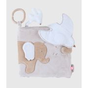 Livre d'activités en tissu Bali et Moka Noukie's avec textures sensorielles et personnages d'éveil pour bébé