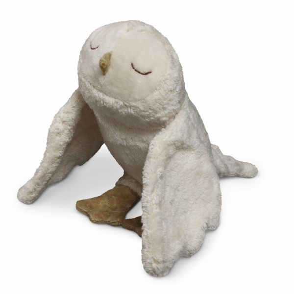 Peluche chauffante chouette des neiges blanche Senger Naturwelt en coton biologique