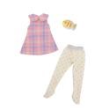 Tenue Goldfish Day Dreamer pour poupée Mori Lolli, robe à carreaux et collants à petits pois