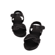 Black ankle-strap sandals...