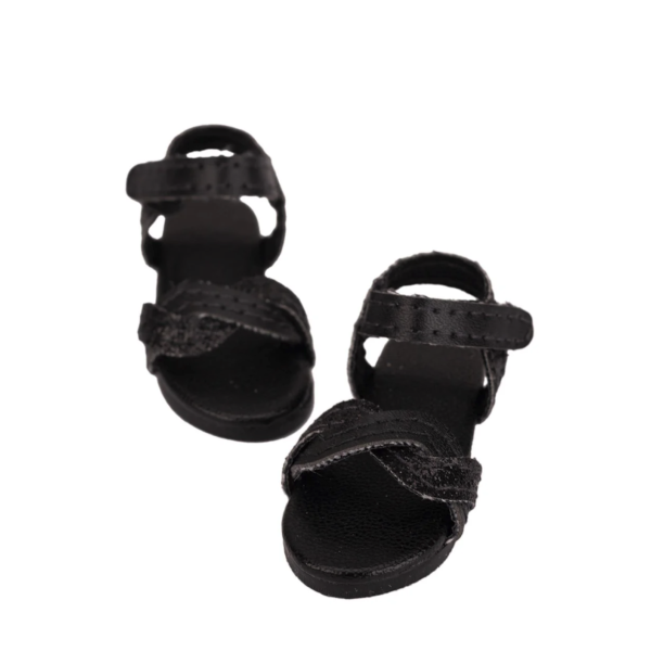 Black ankle-strap sandals for Siblies dolls