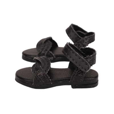 Sandales noires à bride cheville pour poupée Siblies