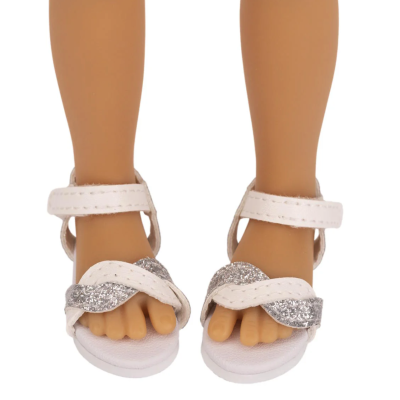 Sandales blanches à bride cheville pour poupée Siblies